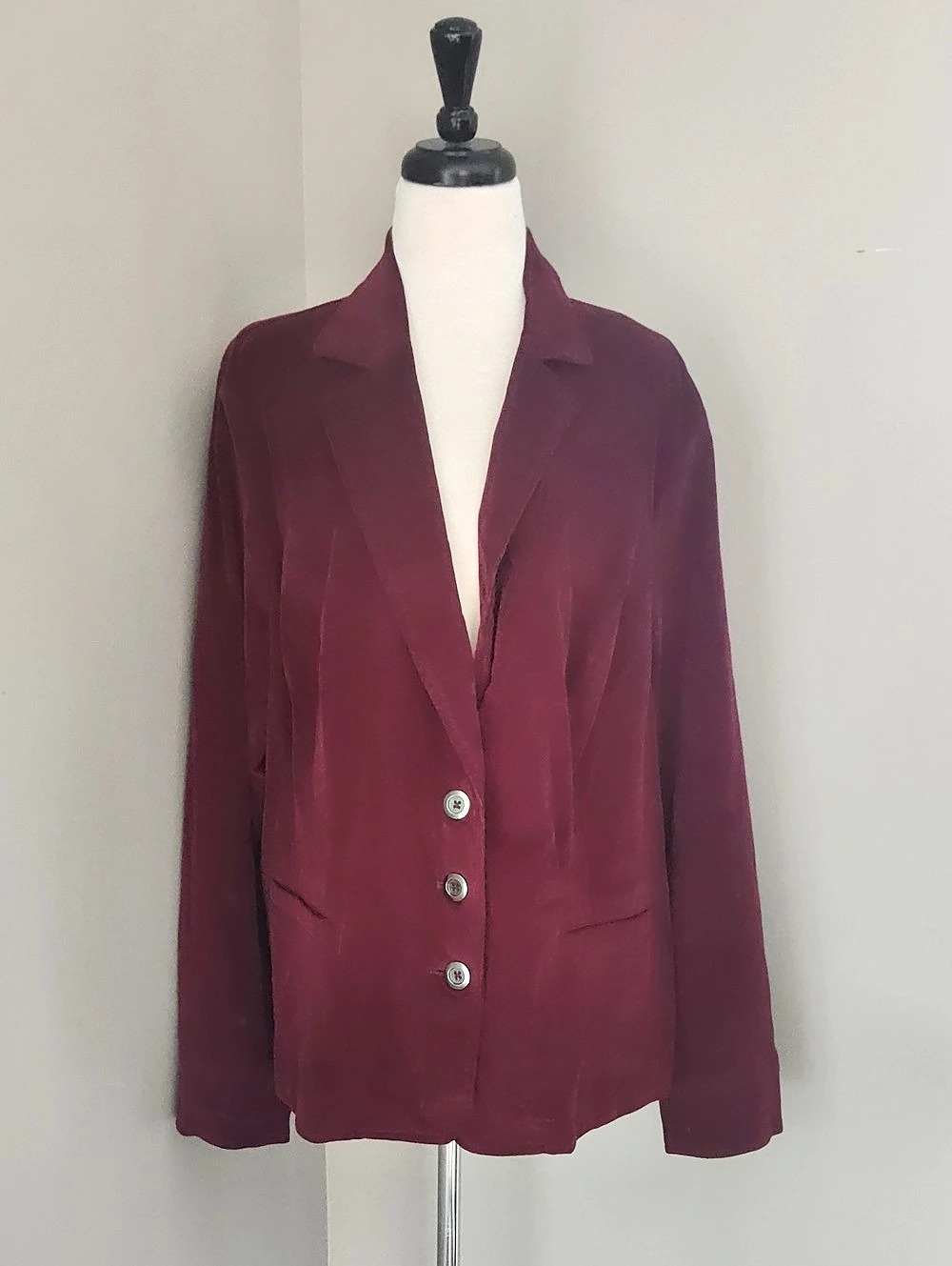 Lane Bryant Plum Burgundy Button Up Cotton Spandex Corduroy LaBlazer Size 26 NWT